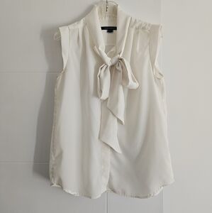 Fcuk 6 Button Up Blouse Tie Bow Career Top